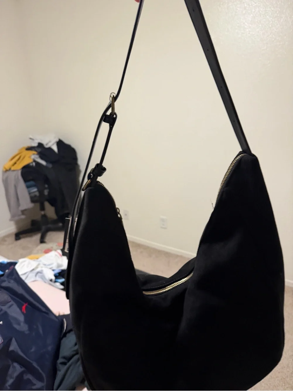 Black Suede Hobo Bag